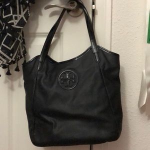 Tory Burch Dipped Canvas Stacked Logo NS Tote